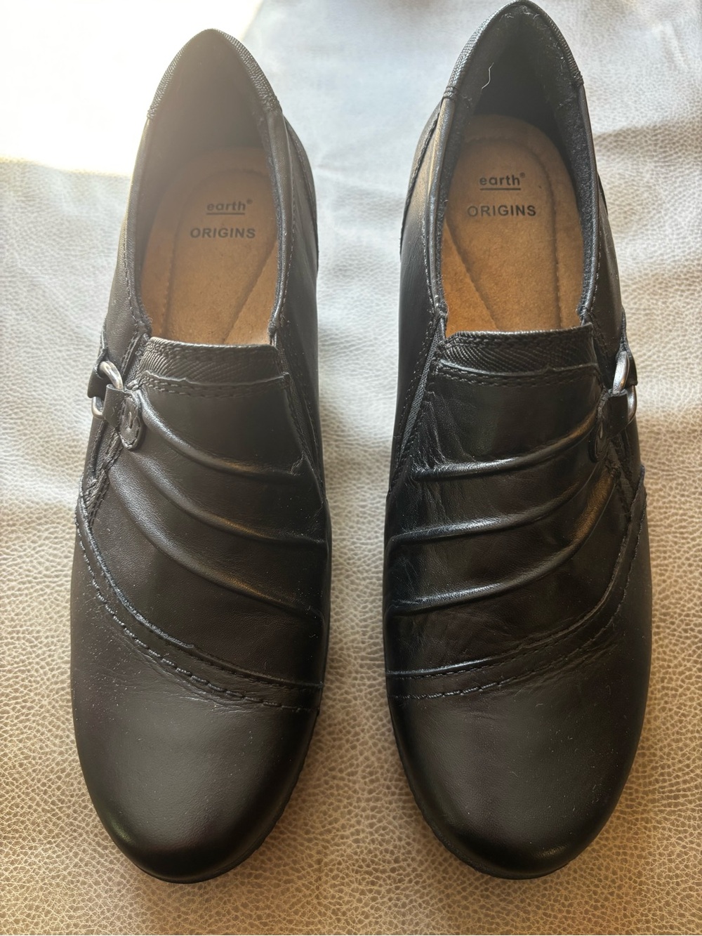 Origins Men's Black Slip-On Loafers with Buckle Detail